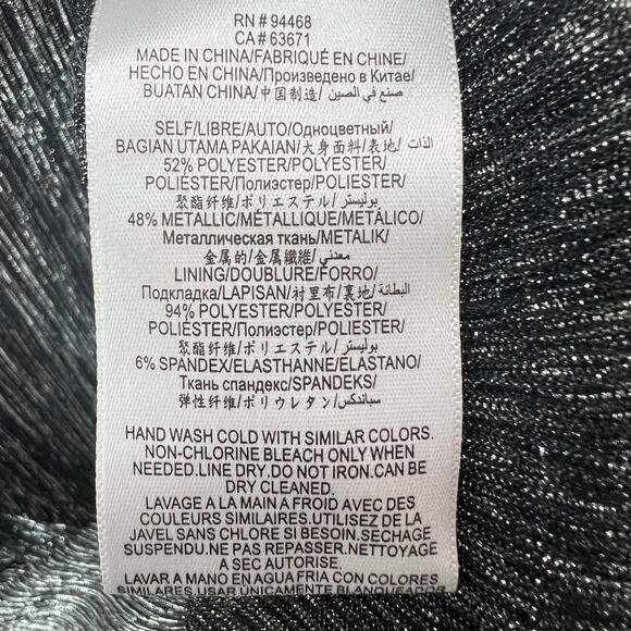 BCBGMAXAZRIA Midi Dress Large Gunmetal Glitter Mesh Bodycon Evening Glamour NEW - Picture 16 of 16